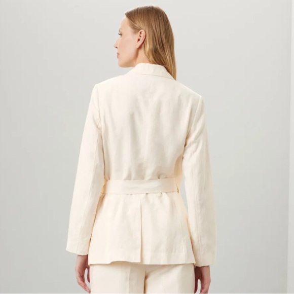 Scotch & Soda Linen Blend Wrap Blazer Off-White - Picture 4 of 6